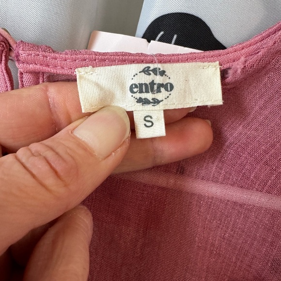 Entro Pink Sheer Top with Floral Details - Picture 2 of 4